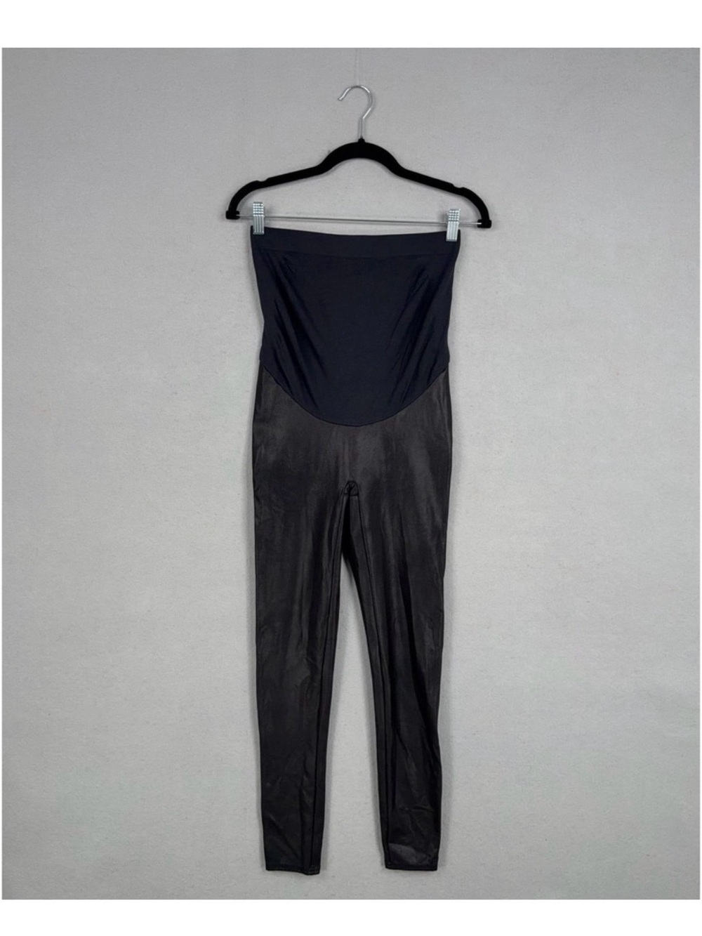 Spanx Pants Womens Large Mama Maternity Faux Leather High Waist Shaping Leggings